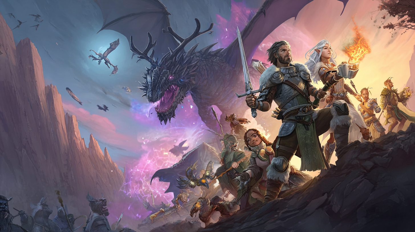 Heroes of Ardelûn face a great dragon